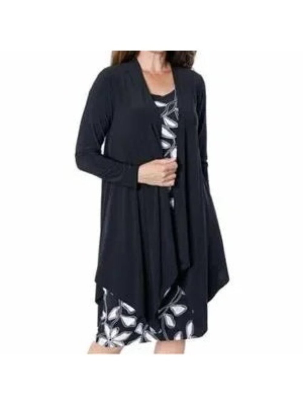 NEW Marallis Black Asymmetrical Lightweight Open Front Cardigan - Small
